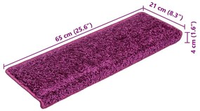 10 db lépcsőszőnyeg 65 x 21 x 4 cm lila téglalap alakú széllel