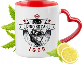 Piros bögre szív alakú füllel Igornak Ajándék