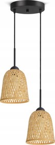 Mennyezeti Lámpa Függő Bambusz Fonott Boho Természetes 582-EZ2 Led Fekete