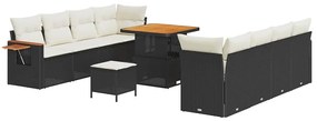 vidaXL Kerti Kanapé Szett párnával 11 pcs Fekete és Krém