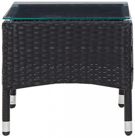 fekete polyrattan dohányzóasztal 60 x 40 x 36 cm