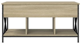 sonoma tölgy szerelt fa és fém dohányzóasztal 100 x 55 x 50 cm