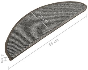 15 db szürke lépcsőszőnyeg 65 x 21 x 4 cm