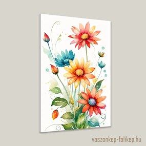 Színes virágok – Akvarell 3 | Prémium vászonkép otthonra 40x60cm