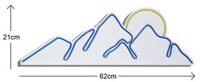 Műanyag LED-es fali dekoráció, Mountain - Blue - Sárga