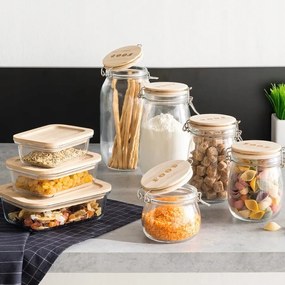 Üvegdoboz bambusz fedéllel1L