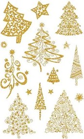 Matrica, papír, 1 ív, 76x120 mm, AVERY ZWECKFORM, Z-Design No.52273, arany fenyőfák (AY52273)