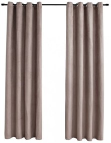 vidaXL 2 db tópszínű sötétítőfüggöny fémgyűrűkkel 140 x 225 cm