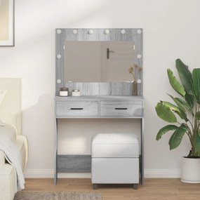 Öltözködőasztal LED fényekkel Szürke Sonoma 78,5x41x135 cm