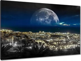 Festmények 120x80 Hold a város felett Éjszaka