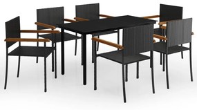 vidaXL 7 részes fekete kerti étkezőgarnitúra