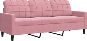 vidaXL 3 személyes rózsaszín bársony kanapé 180 cm