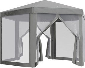 Outsunny Hatszögletű Kényelmes Stílusú Fém Poliészter Szürke Barnum Fogadósátra | Aosom