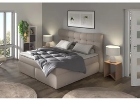 Boxspring ágy SOFIA 180x200 cm bézs matraccal és topperrel