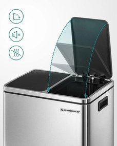 Szelektív szemeteskuka 2x15L, ezüst