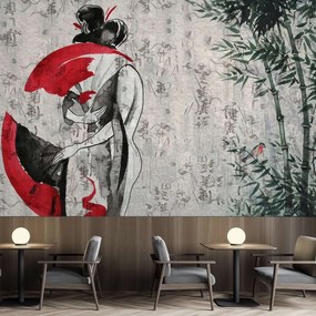 Gario Fotótapéta Japán gésa legyezovel, absztrakt Anyag: Vlies, Méret: 150 x 105 cm