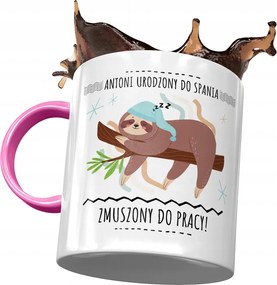 Rózsaszín bögre Antal kollégának Ajándék fényképes nyomtatással