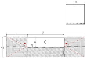 Asha függő TV szekrény, fiókkal és polcokkal - 167 cm - kasmír