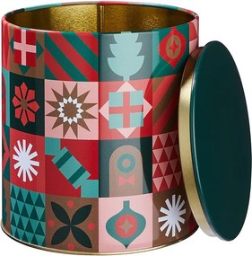 COOKIE JAR fém tárolódoboz piros-zöld, Ø13,5 cm