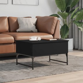 Fekete szerelt fa és fém dohányzóasztal 70 x 50 x 40 cm