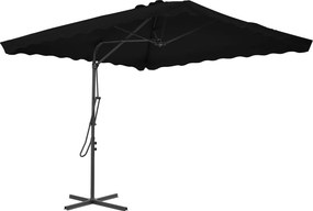 vidaXL fekete kültéri napernyő acélrúddal 250 x 250 x 230 cm