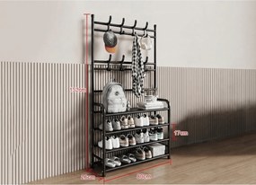 Fogas cipőtartóval CLOTHORY 80x152 cm, fekete