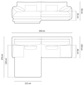 Fehér sarokkanapé (bal oldali) Torino – Micadoni Home