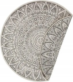 Kerek szőnyeg teraszra 240cm, kétoldalas, zsinóros, szürke-krém