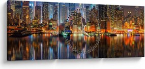 Manhattan képe éjjel (órával) (90x30 cm)