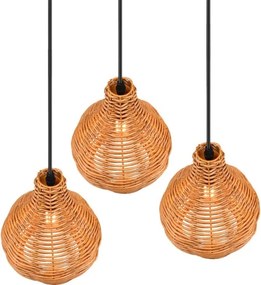 Reality - SPROUT kábeles függőlámpa 3xE14/40W/230V barna/rattan