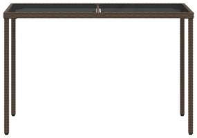 barna polyrattan üveglapos kerti asztal 115x54x74 cm