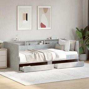 betonszürke kanapéágy fiókkal matrac nélkül 75x190 cm
