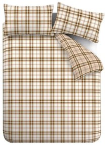 Narancssárga-világosbarna kétszemélyes ágyneműhuzat 200x200 cm Kelso Check – Catherine Lansfield