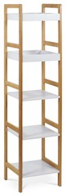 Dr-013-5 Etajeră De Bambus Culoare Natur,5 Rafturi Din MDF Alb, Rezistă Pînă La 15 Kg.