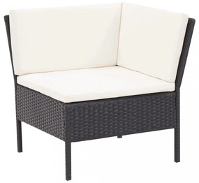 vidaXL 3 részes fekete polyrattan kerti ülőgarnitúra párnákkal