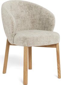 MAZZONI EXPORT DEBORA Bézs (Juto 4 szövet)/lakkozott tölgyfa váz - RETRO FA KAGYLÓSZÉK NAPPALIBA ÉTKEZŐBE IRODÁBA