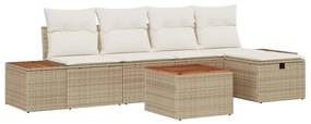 vidaXL Kerti Kanapé Szett párnával 6 pcs Bézs Poli rattan