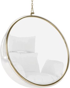 Függő fotel, átlátszó/arany/fehér, BUBBLE NEW TYP 1