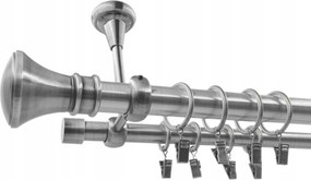 Dupla Mennyezeti Függönykarnis Fém 25+19 mm Ezüst nikkel 400 cm MIX végek