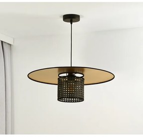Duolla - Csillár zsinóron TOKYO RATTAN 1xE27/15W/230V átm. 50 cm arany/fekete