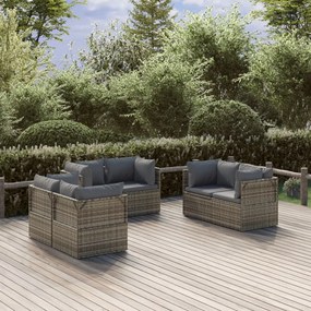 vidaXL 6 db szürke polyrattan kerti sarokkanapé 57 x 57 x 56 cm