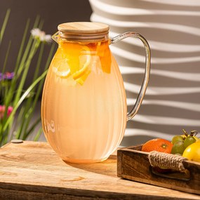 4Home Hot&Cool Juicy Üvegkancsó bambuszfedővel, 1,5 l