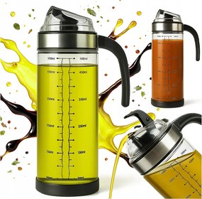 2x Tartály 500 ml-es üveg adagoló fogantyúval olívaolaj ecet szósz tartóval