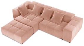 Rózsaszín bársony sarokkanapé (variálható) Rome Velvet - Cosmopolitan Design