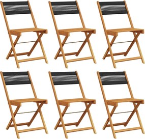 vidaXL 6 db fekete tömör akácfa összecsukható kerti szék