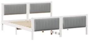 Ágykeret Fehér és világosszürke 180 x 200 cm Tömör fenyőfa
