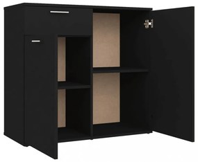 fekete szerelt fa tálalószekrény 80 x 36 x 75 cm