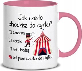 Fehér Bögre 330ml Rózsaszín Ajándék Egész Hétre Cirkusz Minta MIX