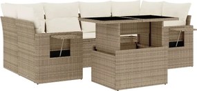 vidaXL 7 részes bézs polyrattan kerti ülőgarnitúra párnákkal