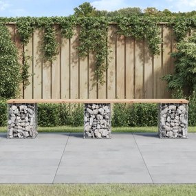 vidaXL tömör fenyőfa gabion kerti pad 203x31x42 cm